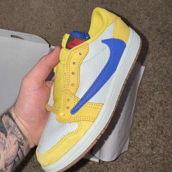 Size 1Y PS Travis Scott x Air Jordan 1 Retro OG SP Low “Canary” ✅Brand New✅ - Picture 4 of 7
